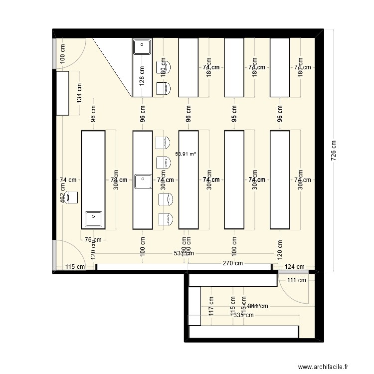 labo 14. Plan de 2 pièces et 61 m2