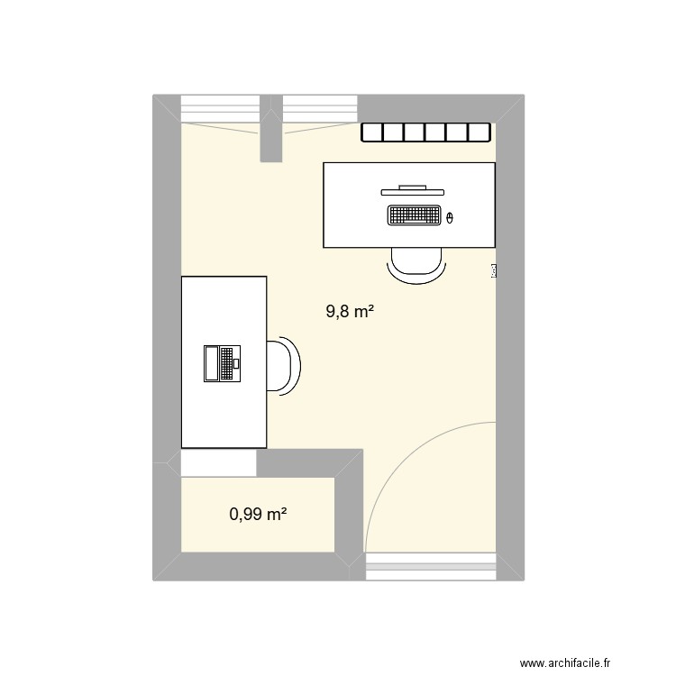 Salle fNIRS. Plan de 2 pièces et 11 m2