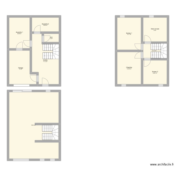 Rez. Plan de 11 pièces et 137 m2