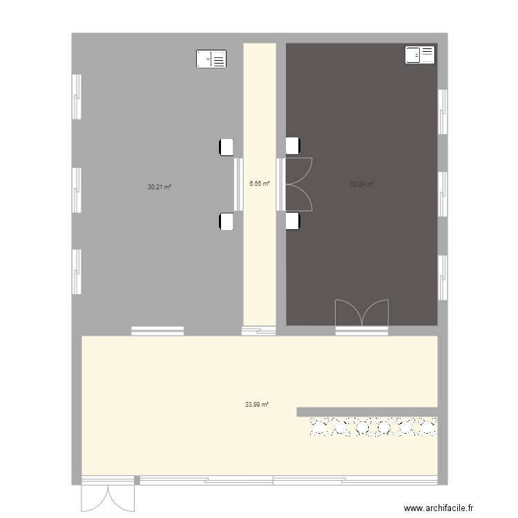 Boulangerie Chef d'ouevre. Plan de 4 pièces et 101 m2