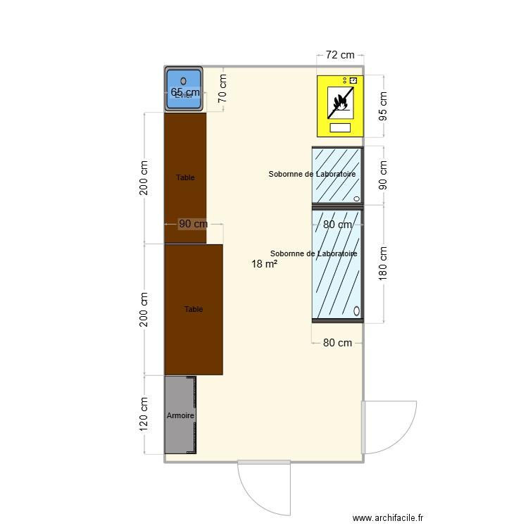 Decirage. Plan de 1 pièce et 18 m2