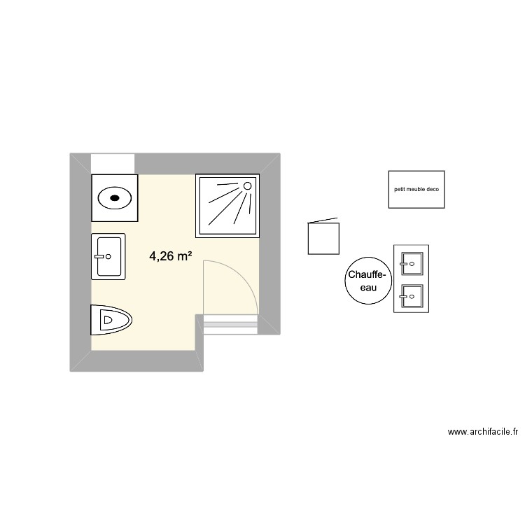 v3 sdb commune. Plan de 1 pièce et 4 m2