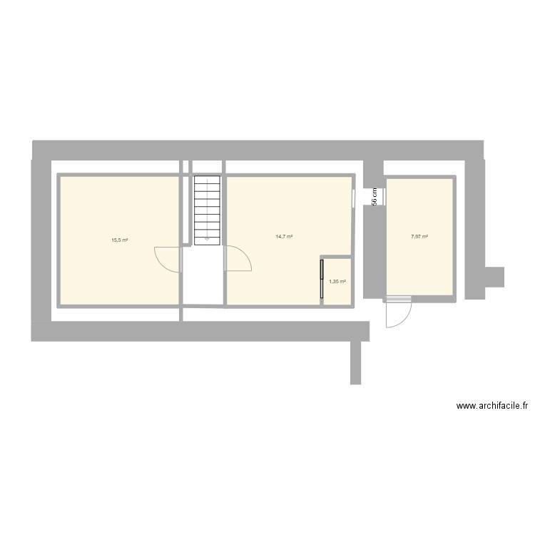 plan de principe combles aménagés. Plan de 4 pièces et 40 m2