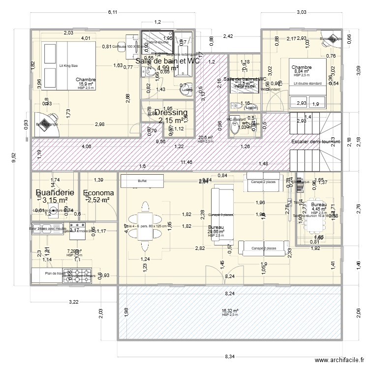 happy. Plan de 13 pièces et 119 m2