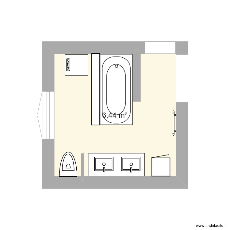 sdbain. Plan de 1 pièce et 6 m2