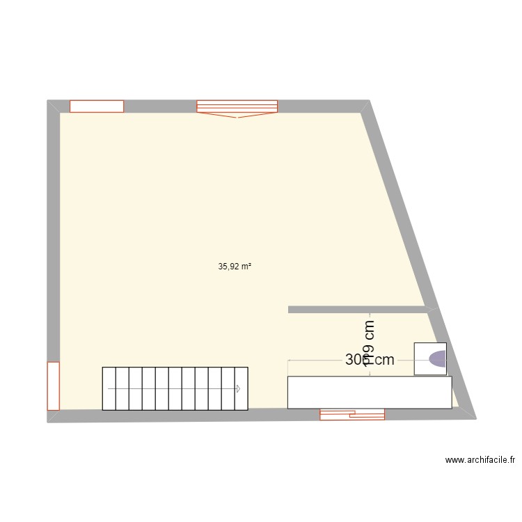 beravina 1. Plan de 1 pièce et 36 m2