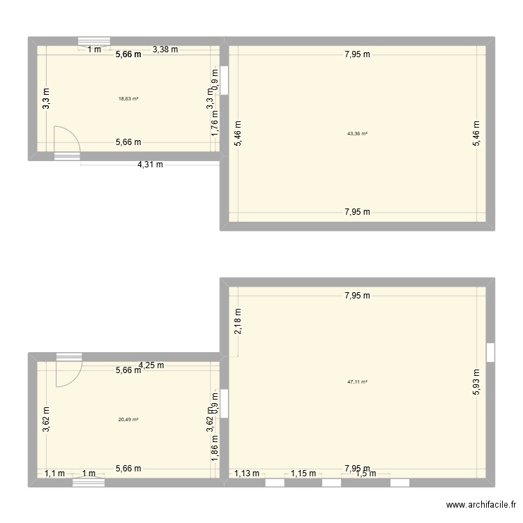 Etage. Plan de 4 pièces et 130 m2