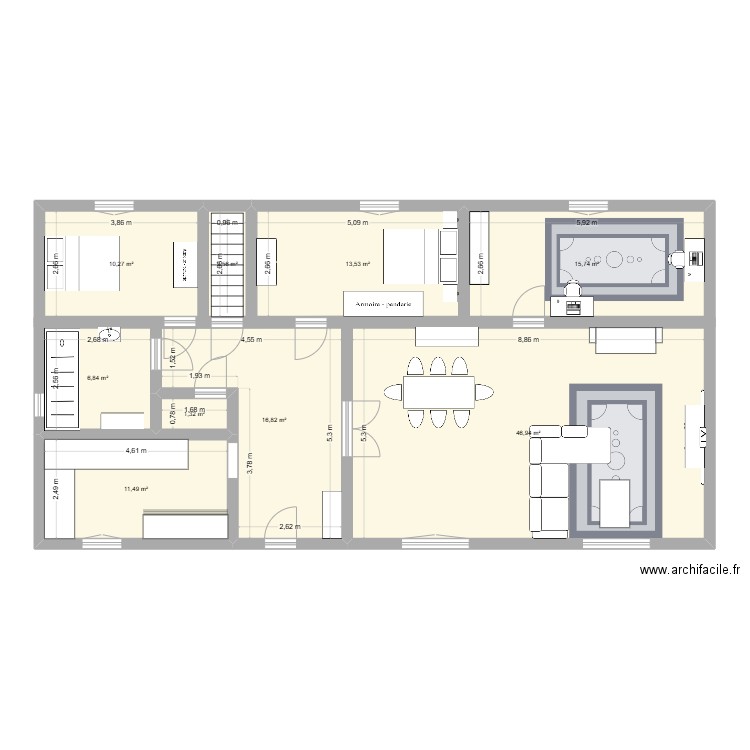 MAISON DIEMOZ AVEC MEUBLES. Plan de 9 pièces et 126 m2