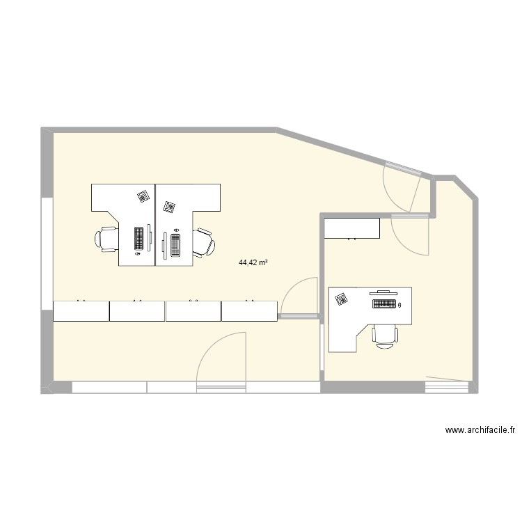 bureau regie transport. Plan de 1 pièce et 44 m2