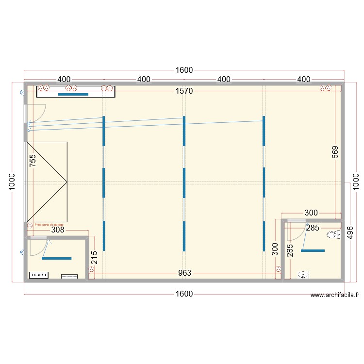 Hangard camping. Plan de 3 pièces et 151 m2