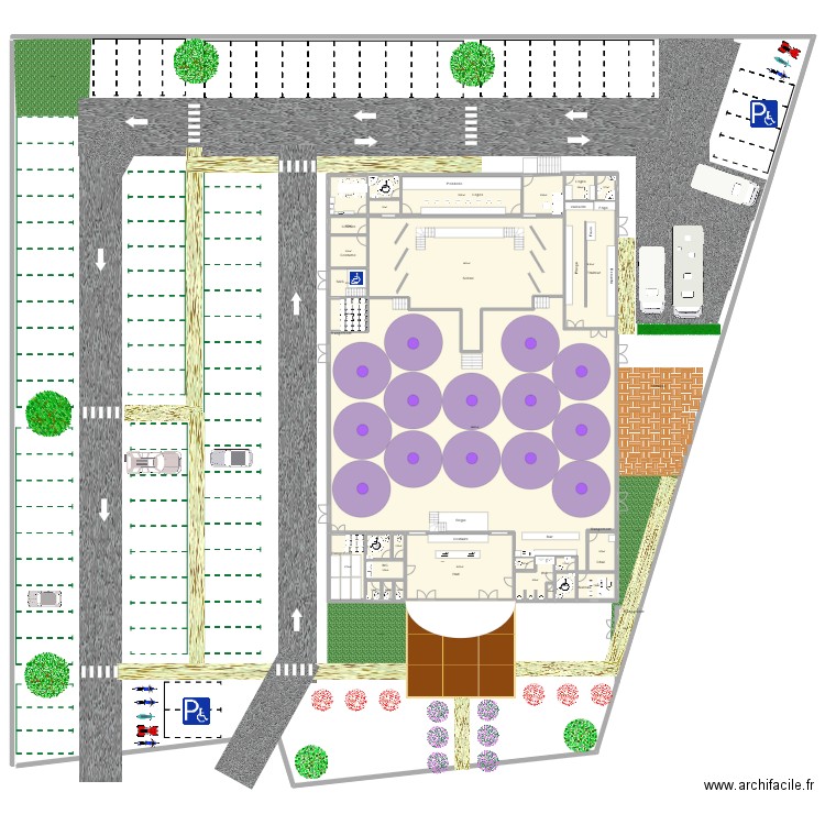 Eclairages salle. Plan de 30 pièces et 926 m2