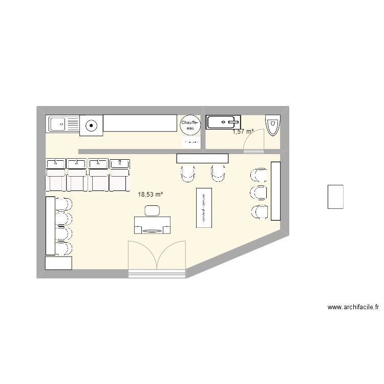 solon coiff&co. Plan de 2 pièces et 20 m2