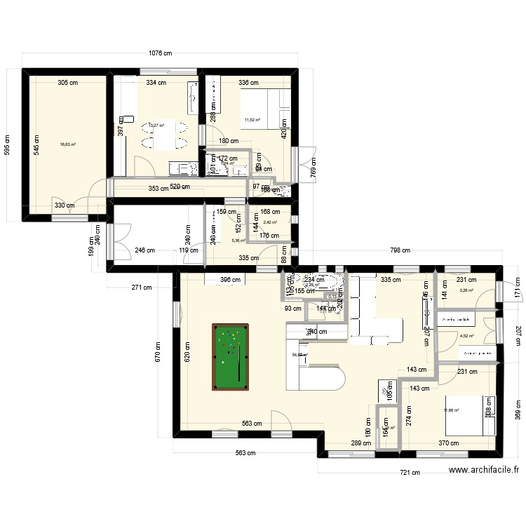 acqueduc2. Plan de 6 pièces et 25 m2