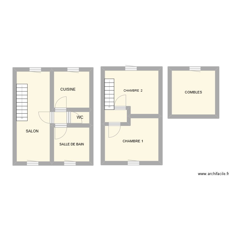 CLINQUET 1ER ETAGE , 2EME ETAGE , APRES TRAVAUX. Plan de 9 pièces et 58 m2