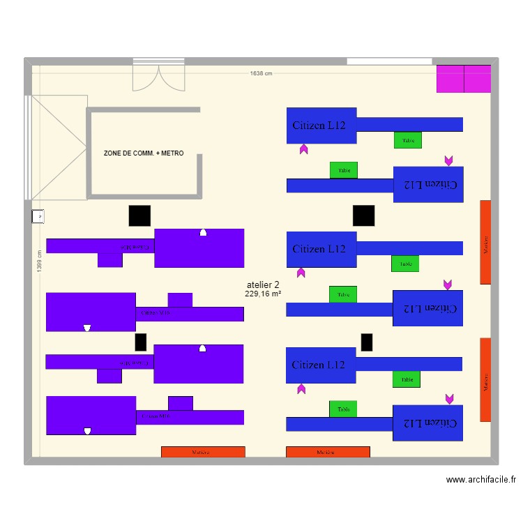 atelier 2 . Plan de 1 pièce et 229 m2