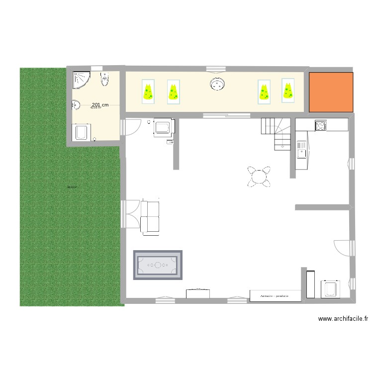 Plan milieux d'accueil. Plan de 1 pièce et 9 m2