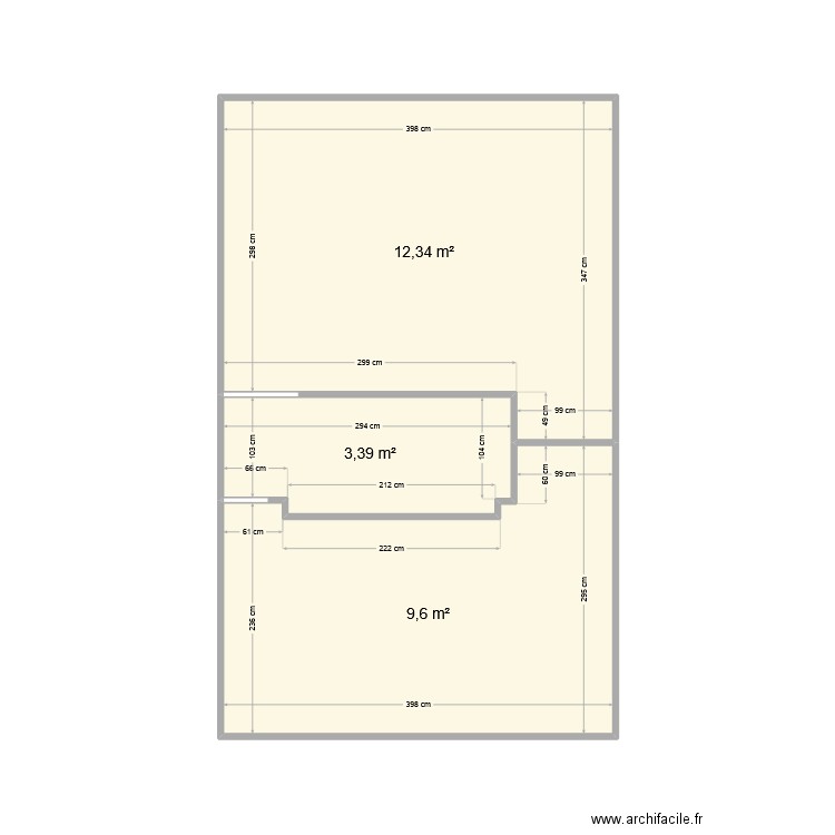 R+1. Plan de 3 pièces et 25 m2