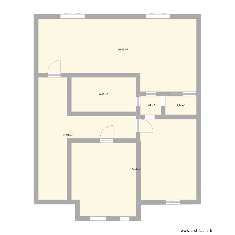 Appart. Plan de 6 pièces et 102 m2