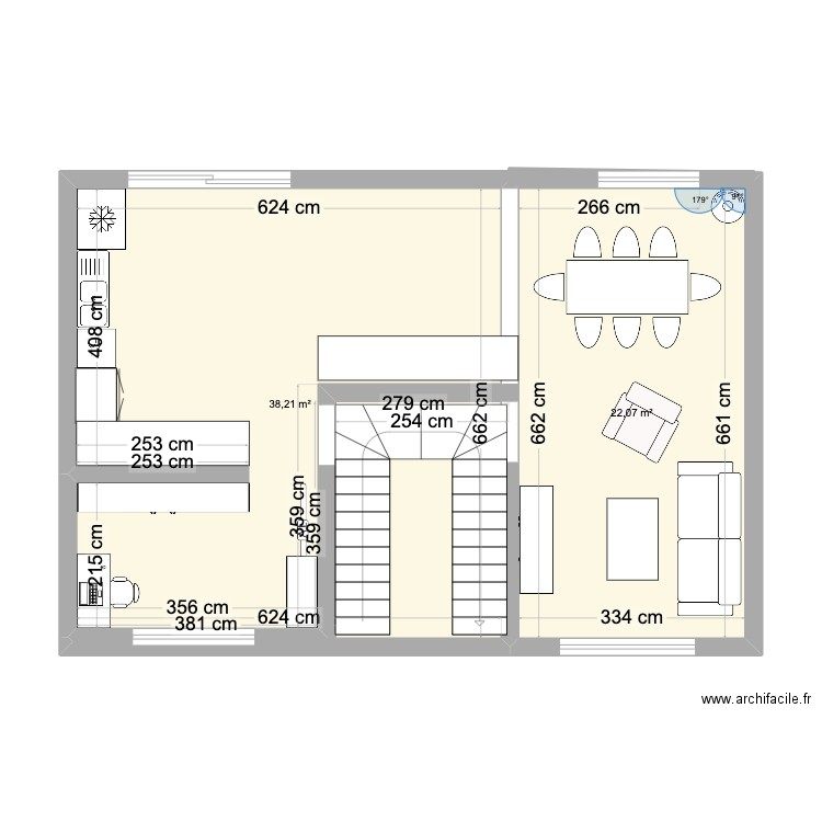 Beaudrimont. Plan de 2 pièces et 60 m2