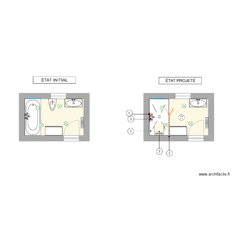 DEZZANI. Plan de 2 pièces et 9 m2