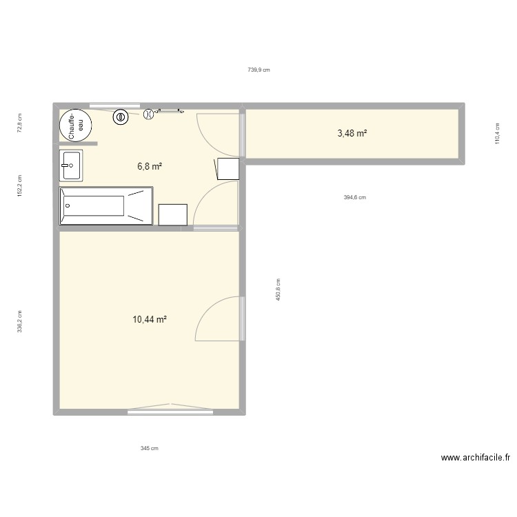 Maison Mina projet 3. Plan de 3 pièces et 21 m2