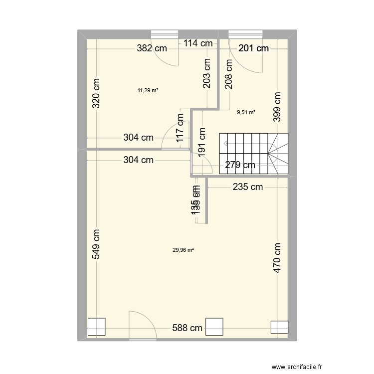 AGENCE. Plan de 3 pièces et 51 m2