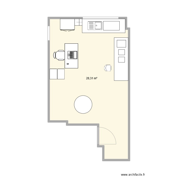 Extension Morey. Plan de 1 pièce et 28 m2