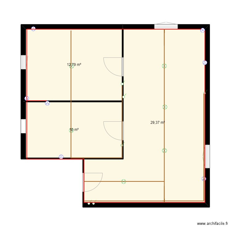 APPART ELEC. Plan de 3 pièces et 52 m2