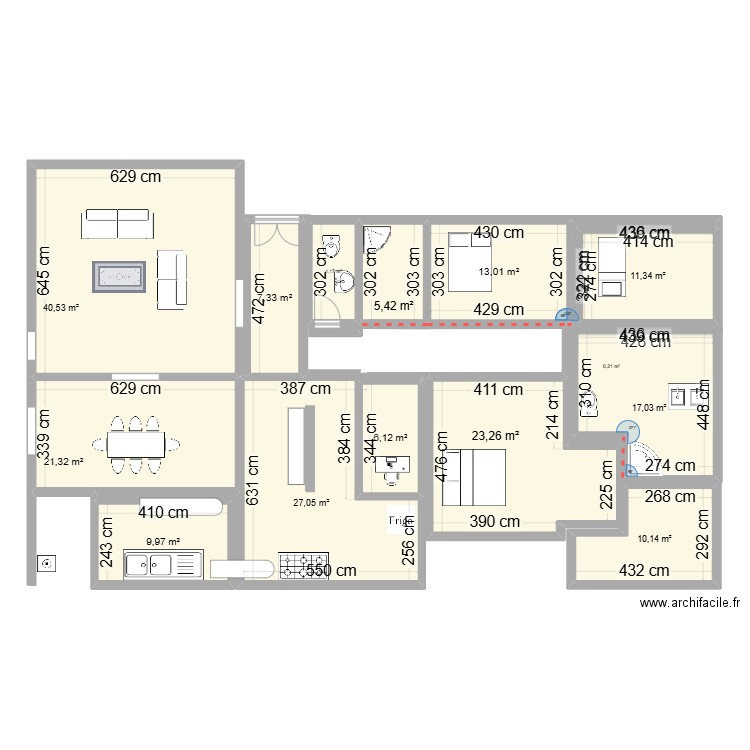 MLyv0vf. Plan de 14 pièces et 197 m2