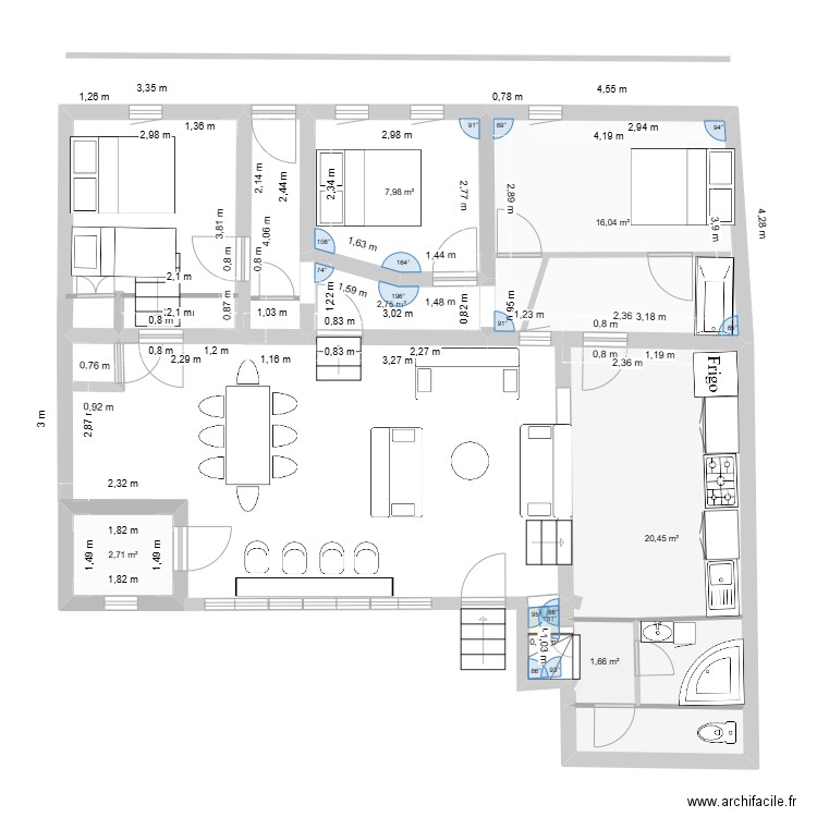 Saint Christ agrandissement. Plan de 7 pièces et 52 m2