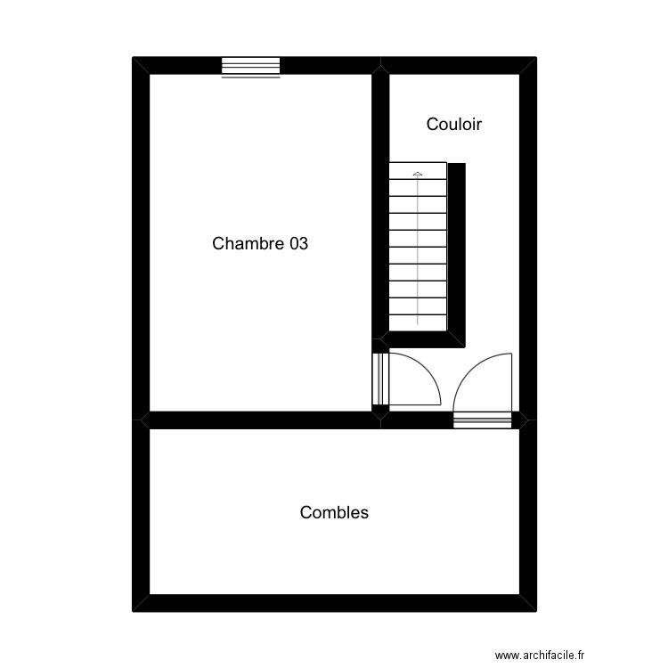 Grand fort R+2. Plan de 3 pièces et 42 m2