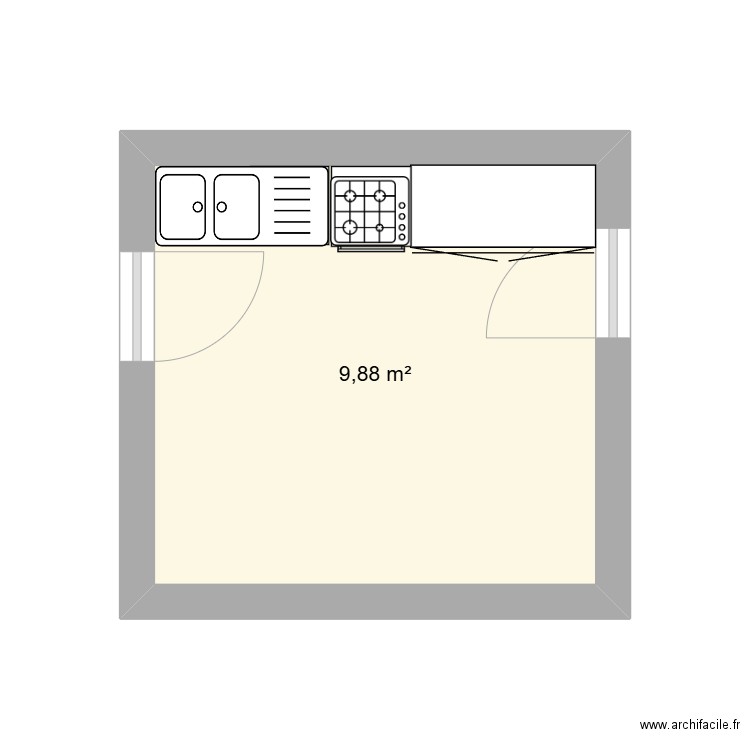 chatel cuisine. Plan de 1 pièce et 10 m2