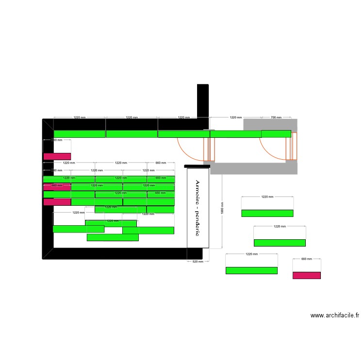 Calepinage chambre. Plan de 0 pièce et 0 m2