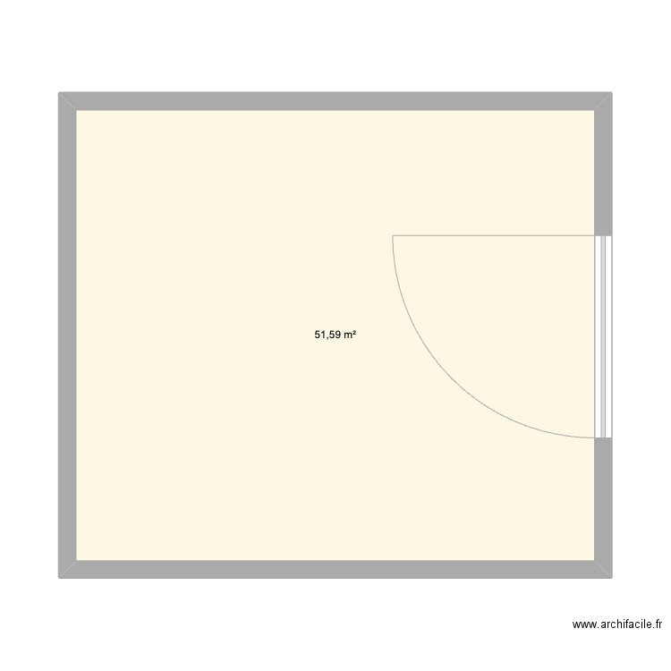 pland 1. Plan de 1 pièce et 52 m2