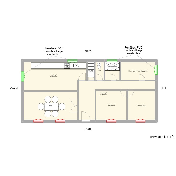 BOUSQUET Existant. Plan de 9 pièces et 80 m2