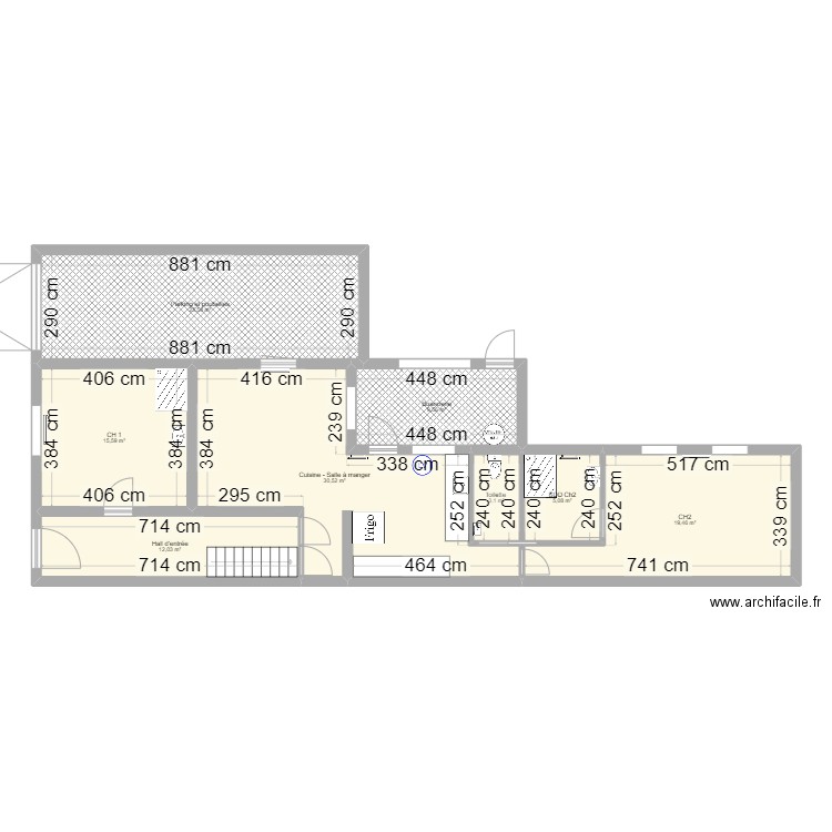 Jumet Eléa RDC Chauffagiste. Plan de 8 pièces et 121 m2