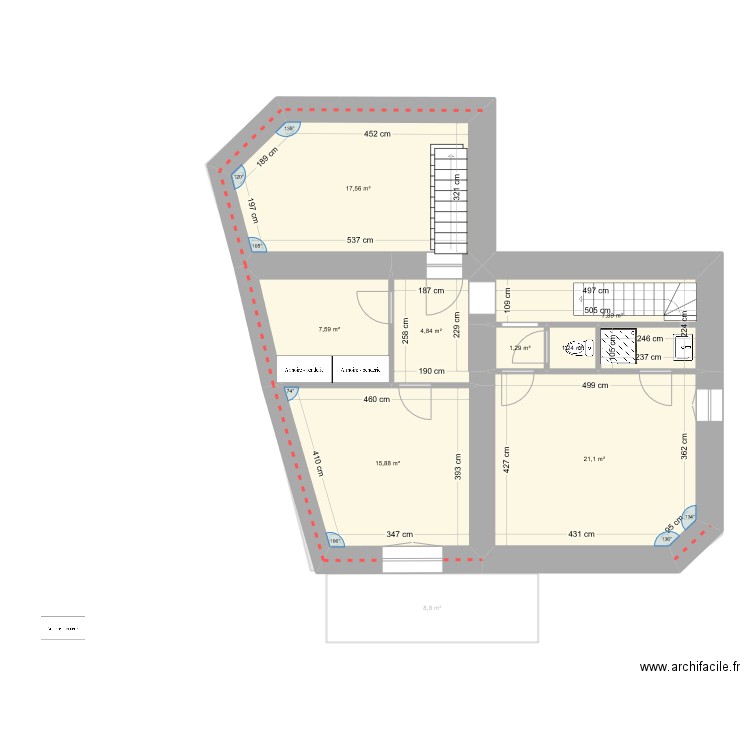 Chatillon rdc. Plan de 14 pièces et 164 m2