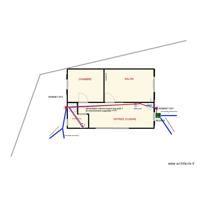 MAISON CHATEAU SUR LOIR 16. Plan de 4 pièces et 42 m2