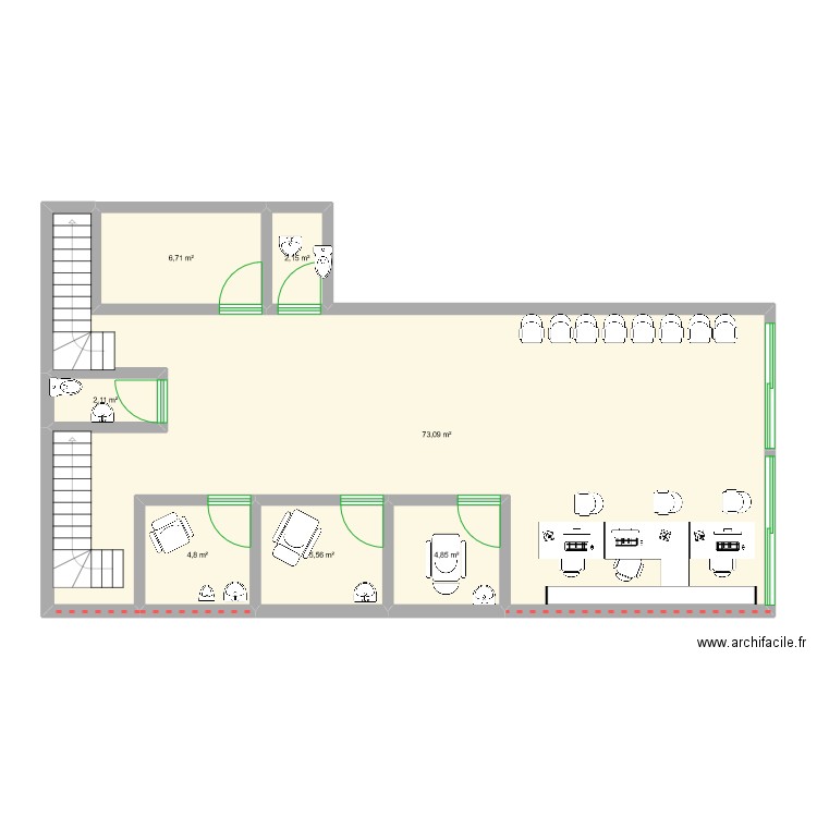 plan alternatif. Plan de 7 pièces et 99 m2