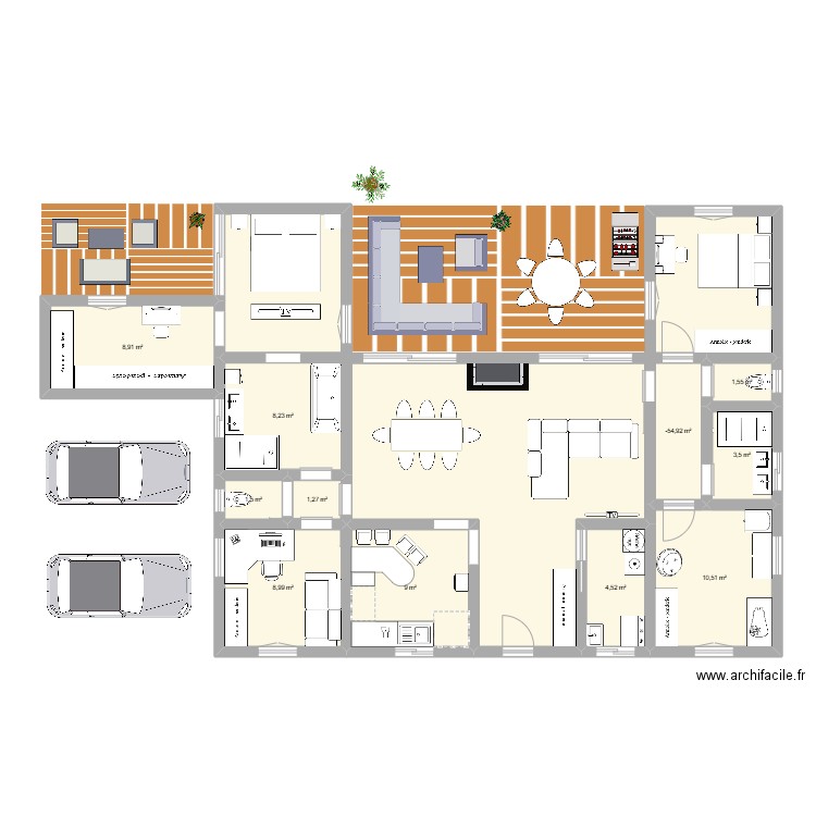 Maison Théo et Emilie. Plan de 11 pièces et 62 m2