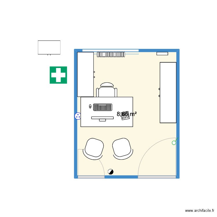 Bureau IDE Ferté v3. Plan de 1 pièce et 9 m2