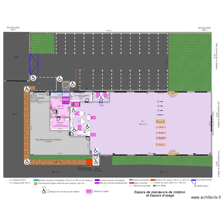 complétude EXTERIEUR CROSSFIT OLORON-SAINTE-MARIE APRES TRAVAUX ESP ROT USAG. Plan de 15 pièces et 1612 m2