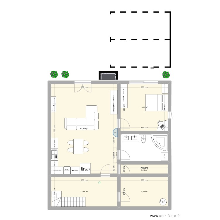 Bachelor chalet Cholette. Plan de 5 pièces et 84 m2