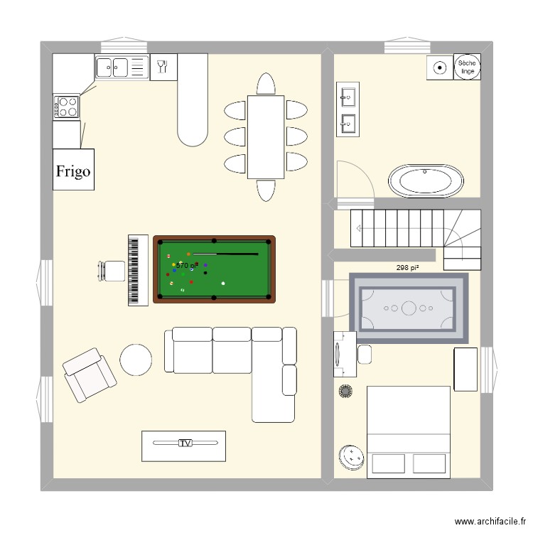 Alysan. Plan de 2 pièces et 81 m2