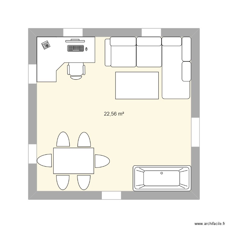 maison. Plan de 1 pièce et 23 m2