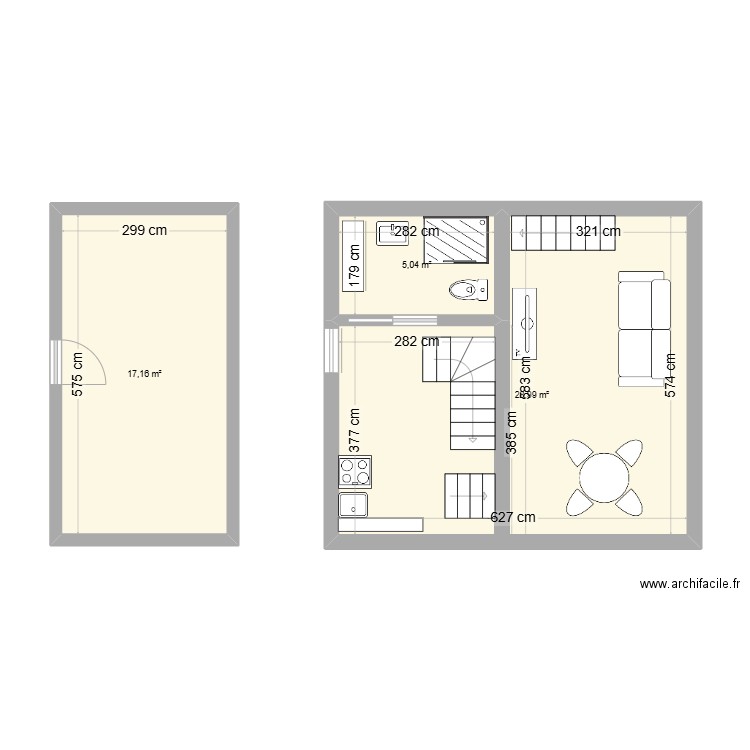 appartement mamie. Plan de 3 pièces et 51 m2