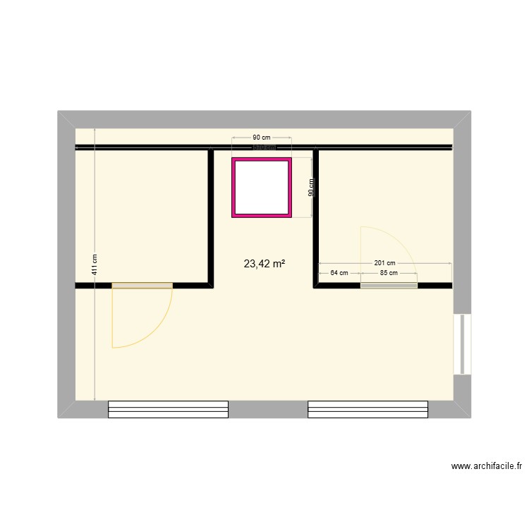 bien etre. Plan de 1 pièce et 23 m2