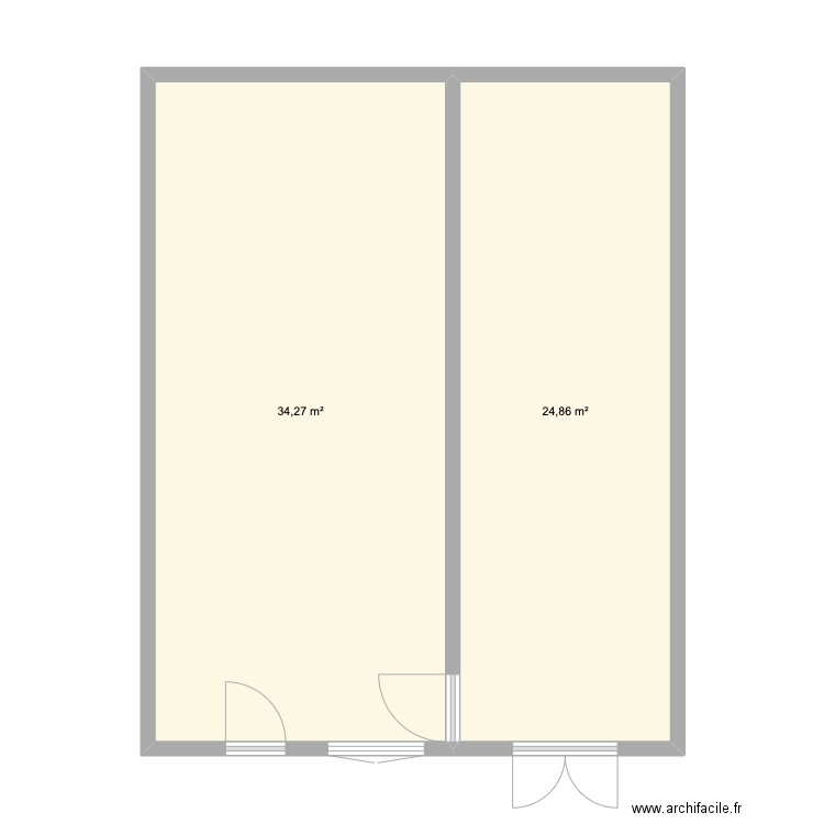 Maison . Plan de 2 pièces et 59 m2