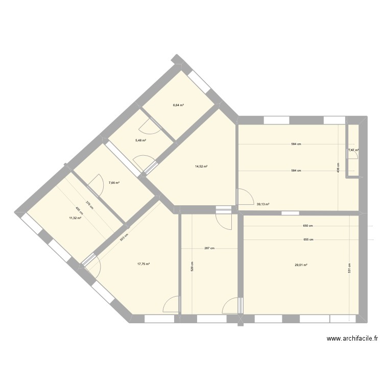 SENTIER BUREAU. Plan de 9 pièces et 133 m2