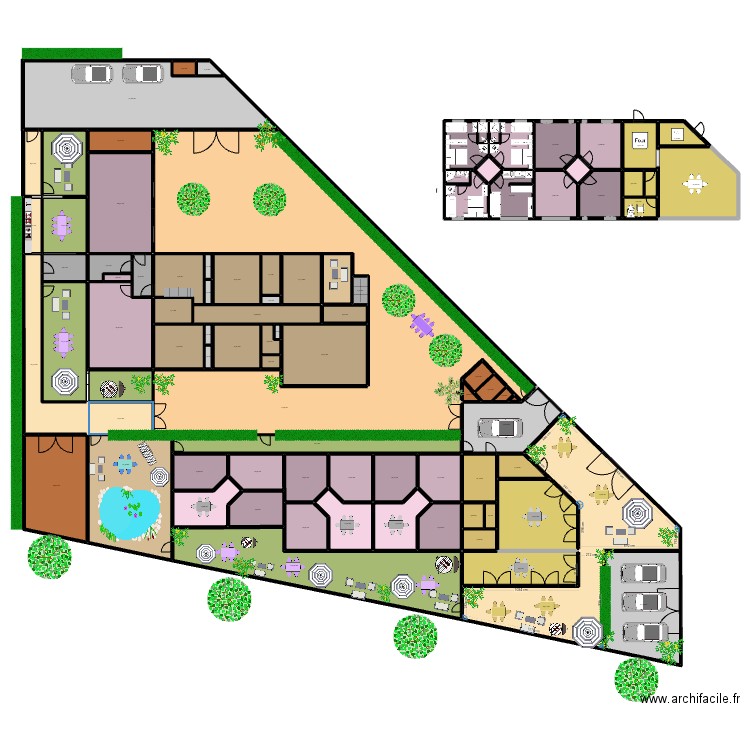 RESTO SUD + 9 CHAMBRES NORD + 3 SALONS 1911. Plan de 91 pièces et 1994 m2